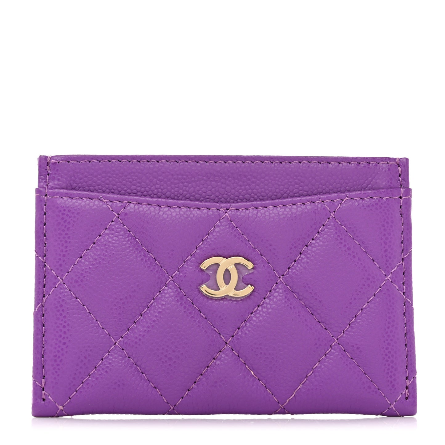 Caviar Quilted Card Holder Purple