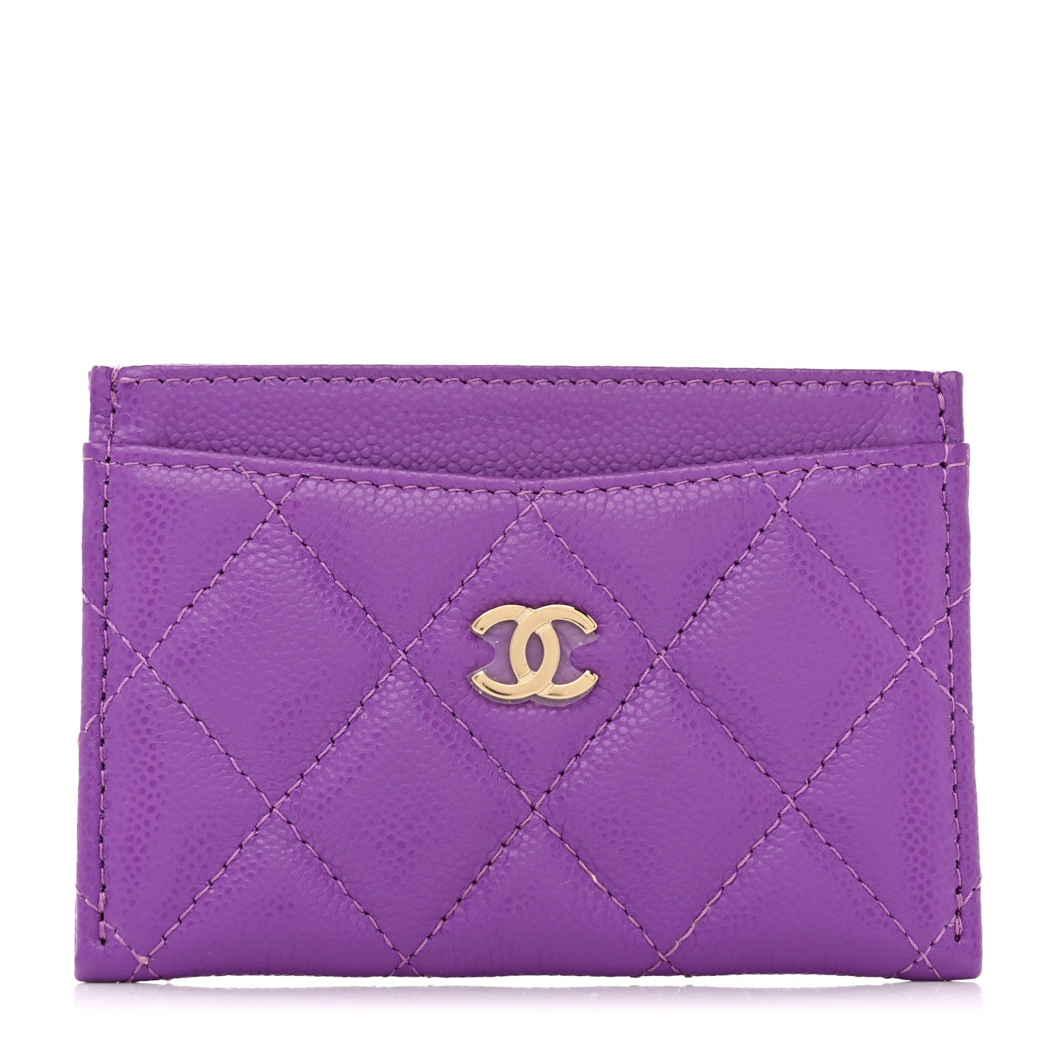 Chanel Caviar Quilted Card Holder Purple 1 of 8