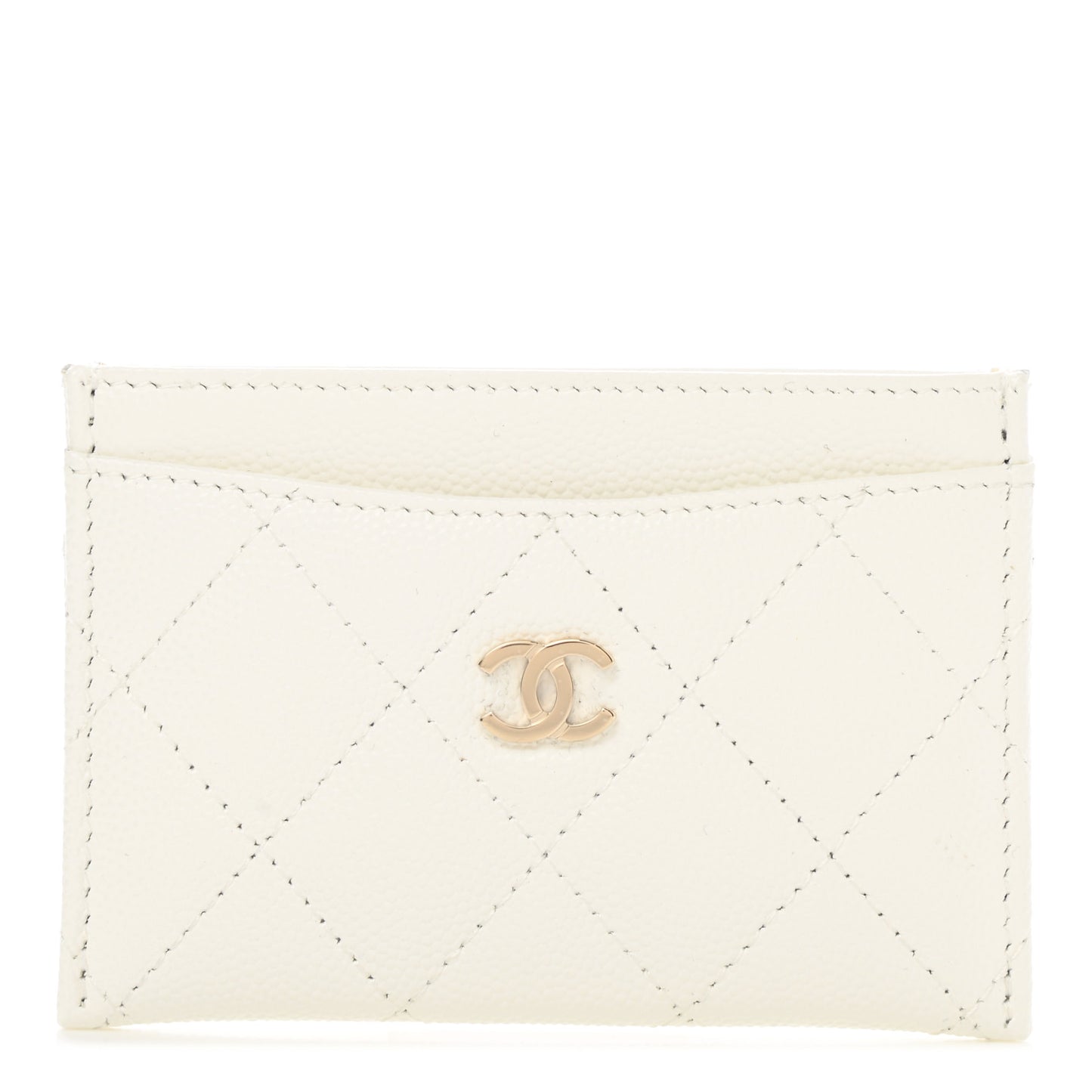 Caviar Quilted Card Holder White