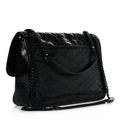 Saint Laurent Crinkled Calfskin Matelasse Monogram Medium Niki Chain Satchel Black 3 of 10