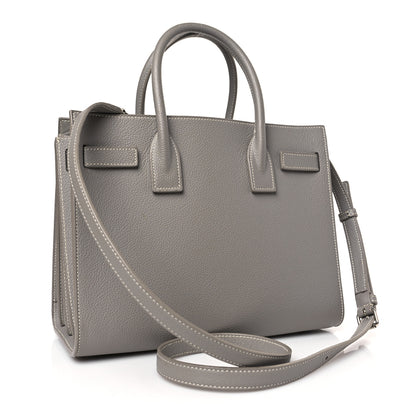 Saint Laurent Grained Calfskin Topstich Baby Sac De Jour Grey 4 of 9