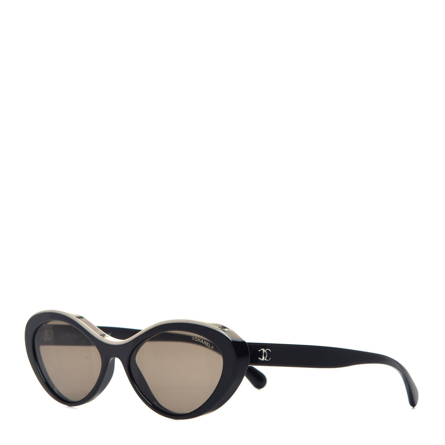 Acetate Oval Sunglasses 5416 Black Beige