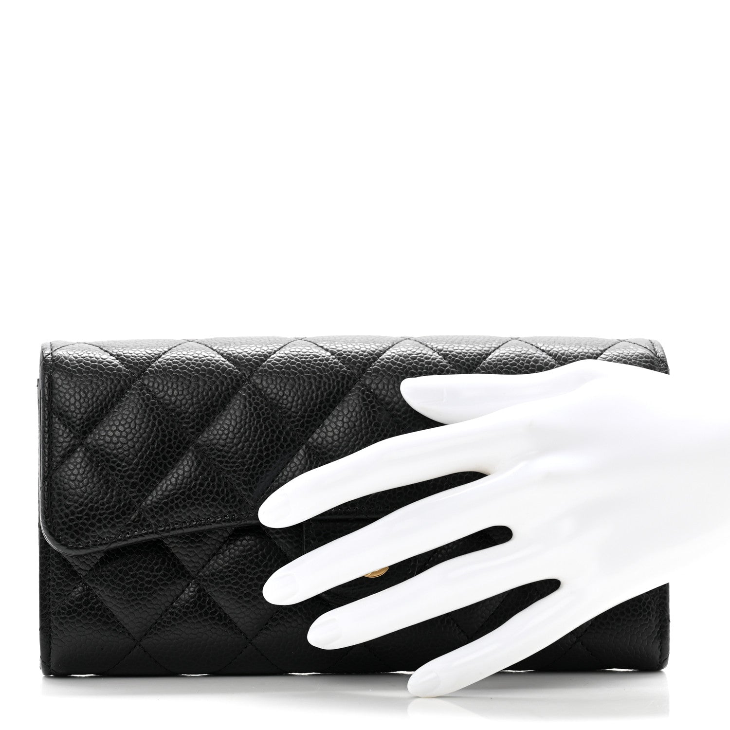 Chanel Caviar Quilted Large Gusset Flap Wallet Black 2 of 11