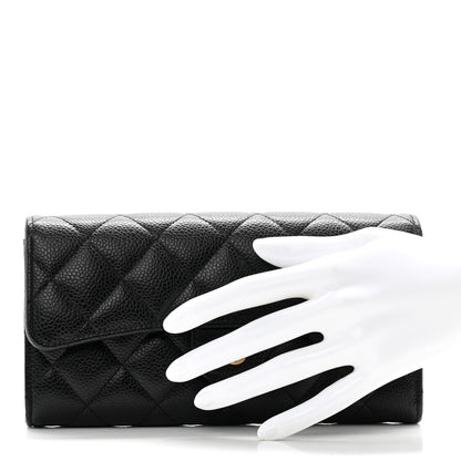 Chanel Caviar Quilted Large Gusset Flap Wallet Black 2 of 11