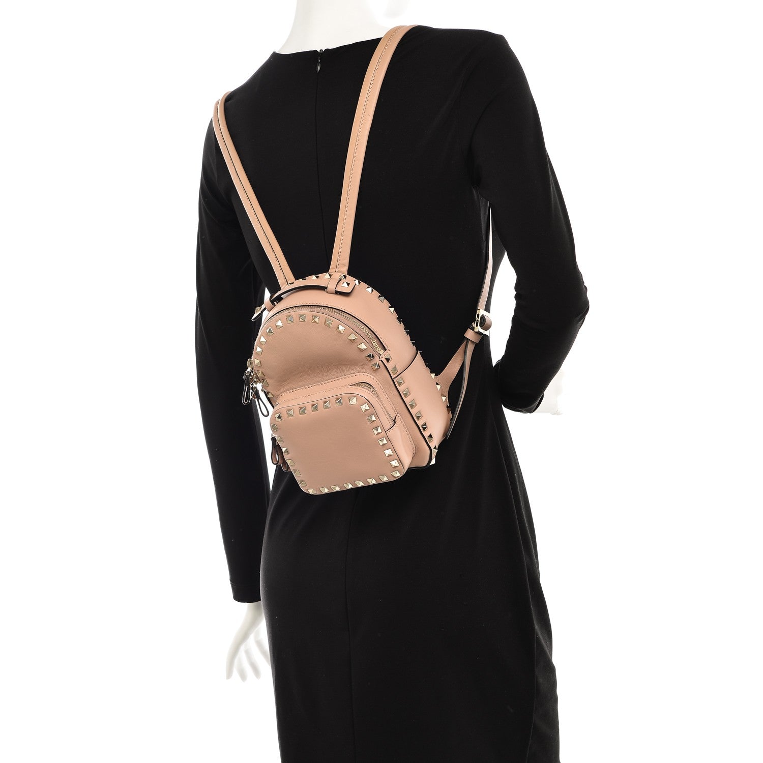 Valentino Garavani Calfskin Mini Rockstud Backpack Soft Noisette 2 of 8