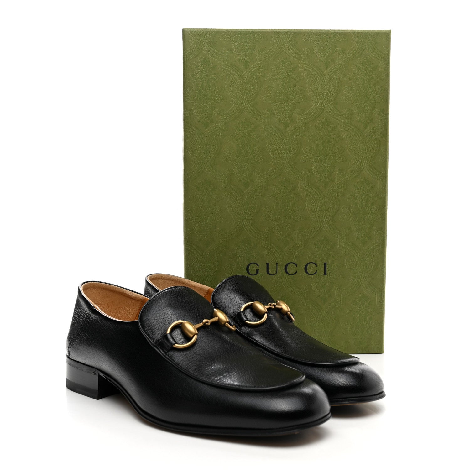 Gucci Goatskin Womens Horsebit Mid-Heel Loafers 37.5 Black 9 of 9