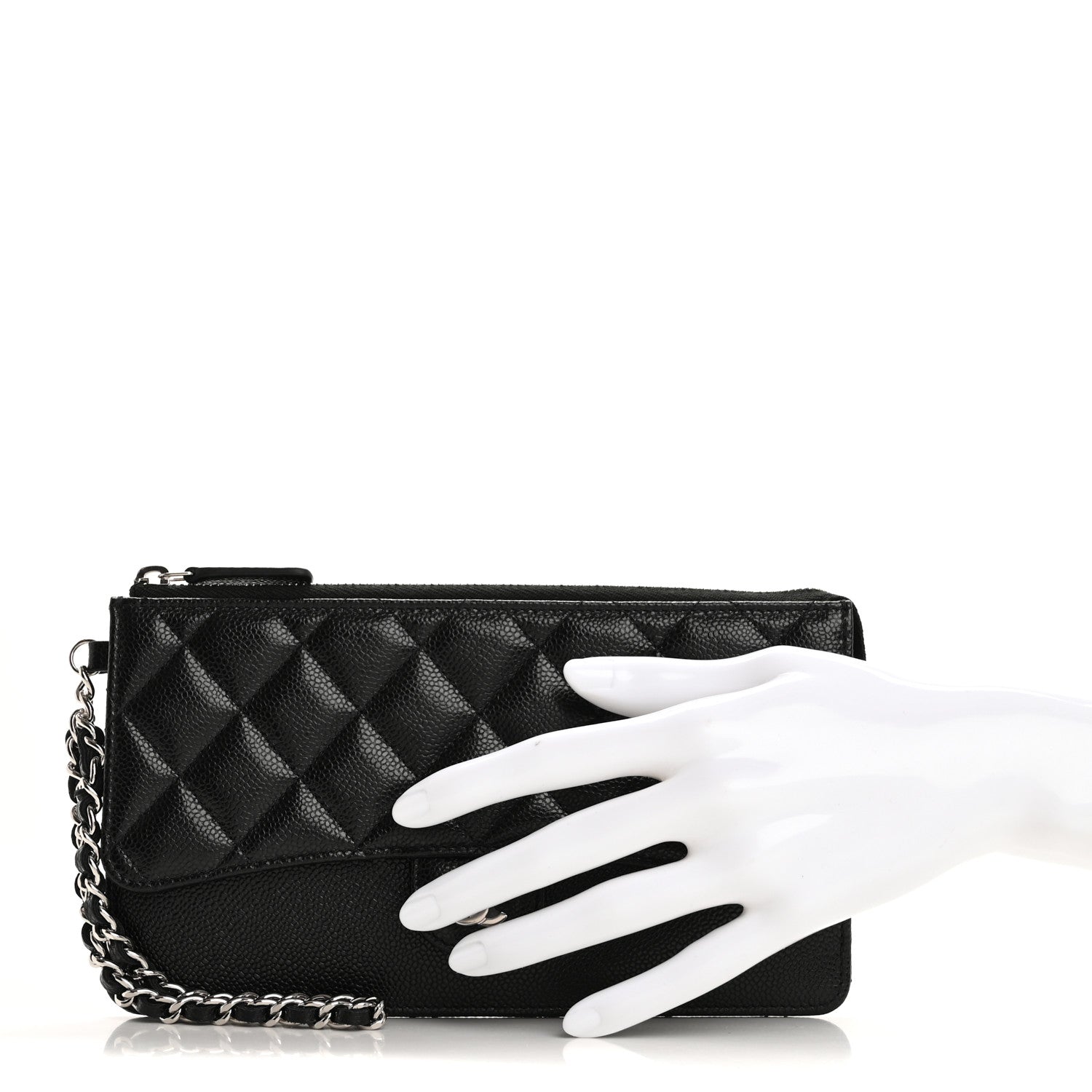 Chanel Caviar Quilted Classic Pouch With Handle Black 2 of 7