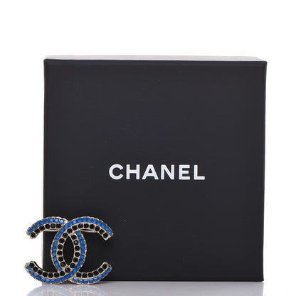 Chanel Crystal CC Brooch Black Blue Gold 5 of 5