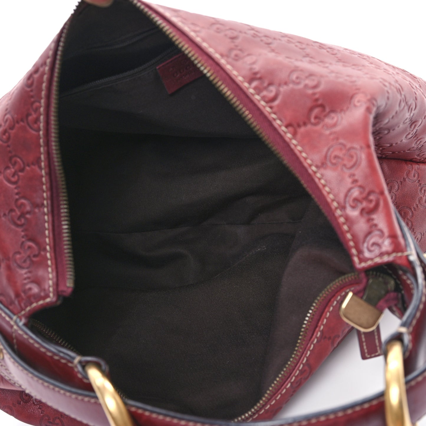 Guccissima Medium Horsebit Chain Hobo Red