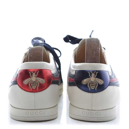 Gucci Calfskin Mens Web Falacer Sneakers 6.5 White Blue 7 of 9