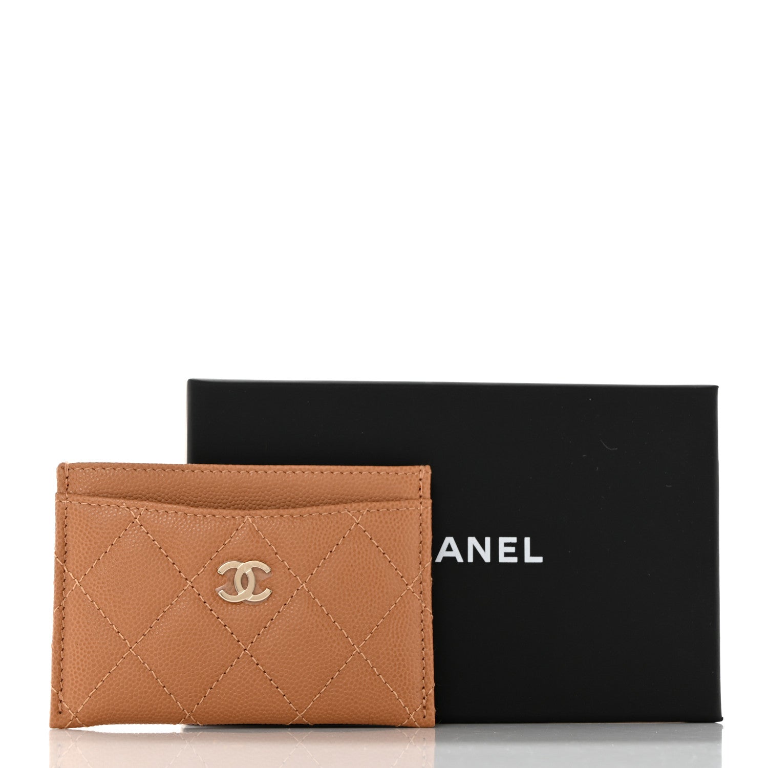 Chanel Caviar Quilted Card Holder Dark Beige 9 of 9
