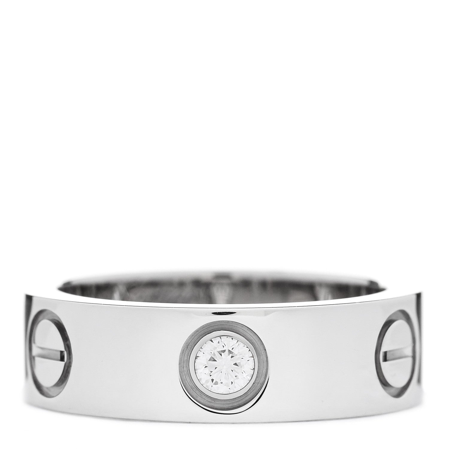 Cartier 18K White Gold 3 Diamond 5.5mm LOVE Ring 49 5 1 of 6