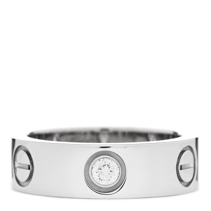 Cartier 18K White Gold 3 Diamond 5.5mm LOVE Ring 49 5 1 of 6