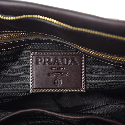 Prada Jacquard Logo Shopping Satchel Brown 7 of 14