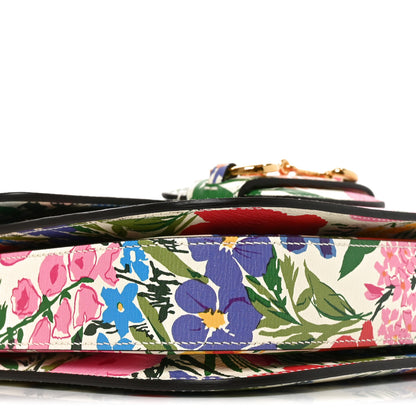 Gucci X KEN SCOTT New Shangai Calfskin Jardin D'Avril Floral Print Horsebit 1955 Shoulder Bag Ivory Pink Wild Rose 8 of 9