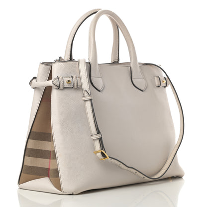 Burberry Derby Calfskin House Check Medium Banner Tote Beige 3 of 12