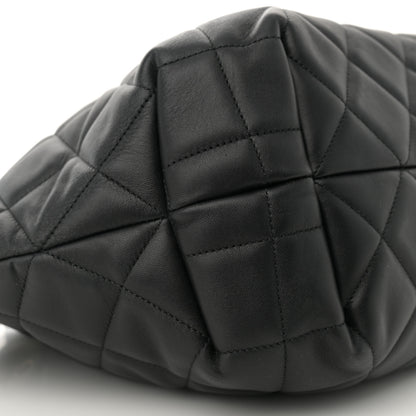 Chanel Lambskin Quilted CC Dweller Drawstring Tote Black 9 of 10