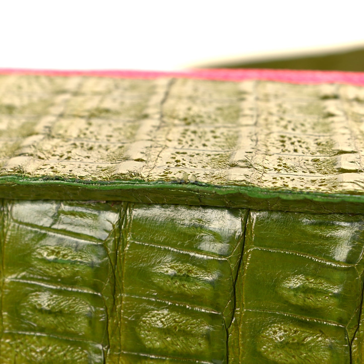 Crocodile Canvas Woven Tote Pink Green Blue
