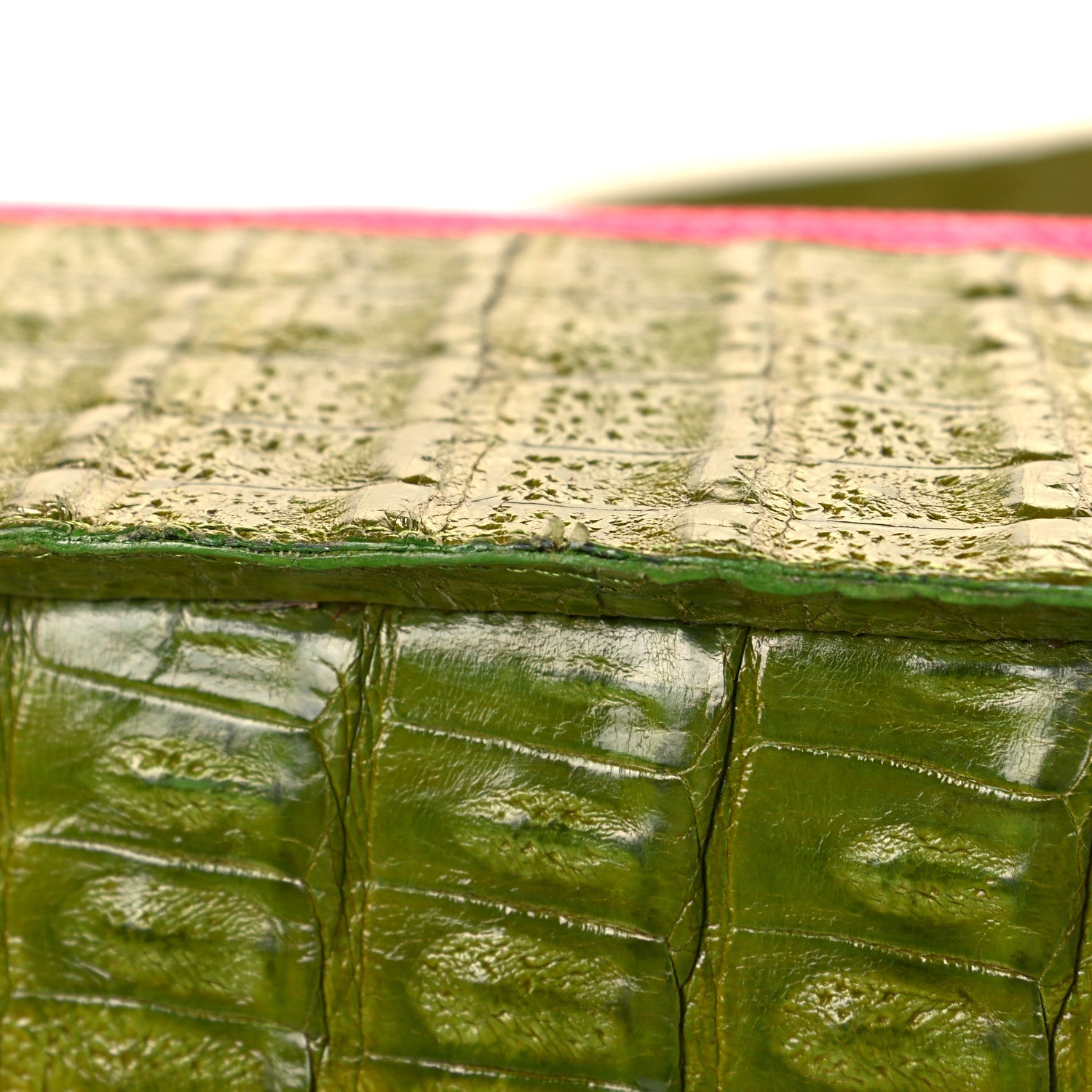 Nancy Gonzalez Crocodile Canvas Woven Tote Pink Green Blue 9 of 9