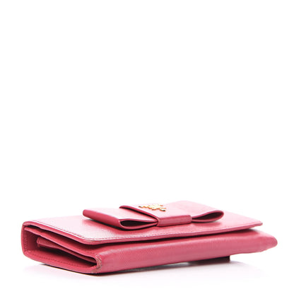 Prada Saffiano Bow Continental Wallet Peonia 3 of 13
