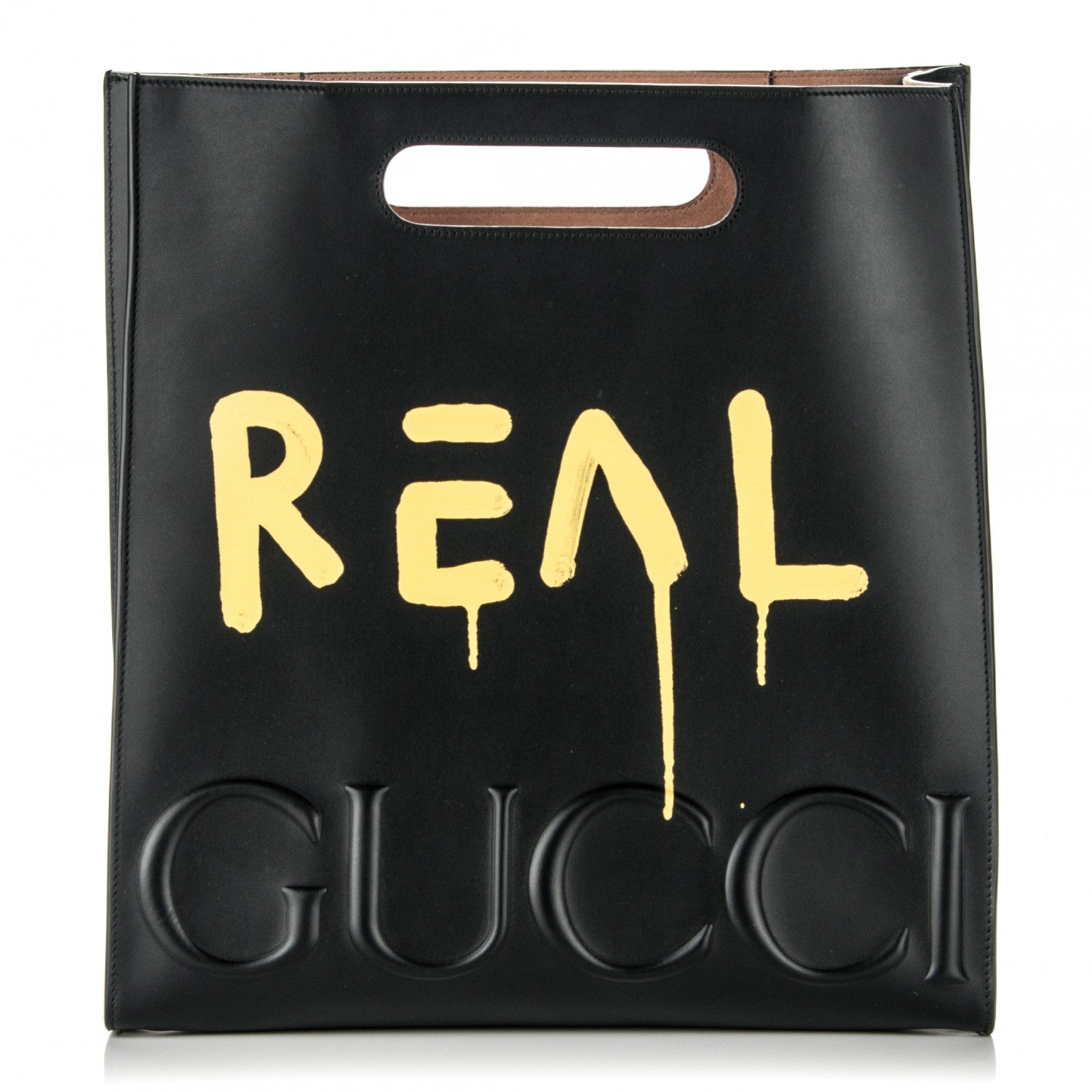 Gucci Calfskin GucciGhost Real Medium XL Tote Black Yellow 1 of 7