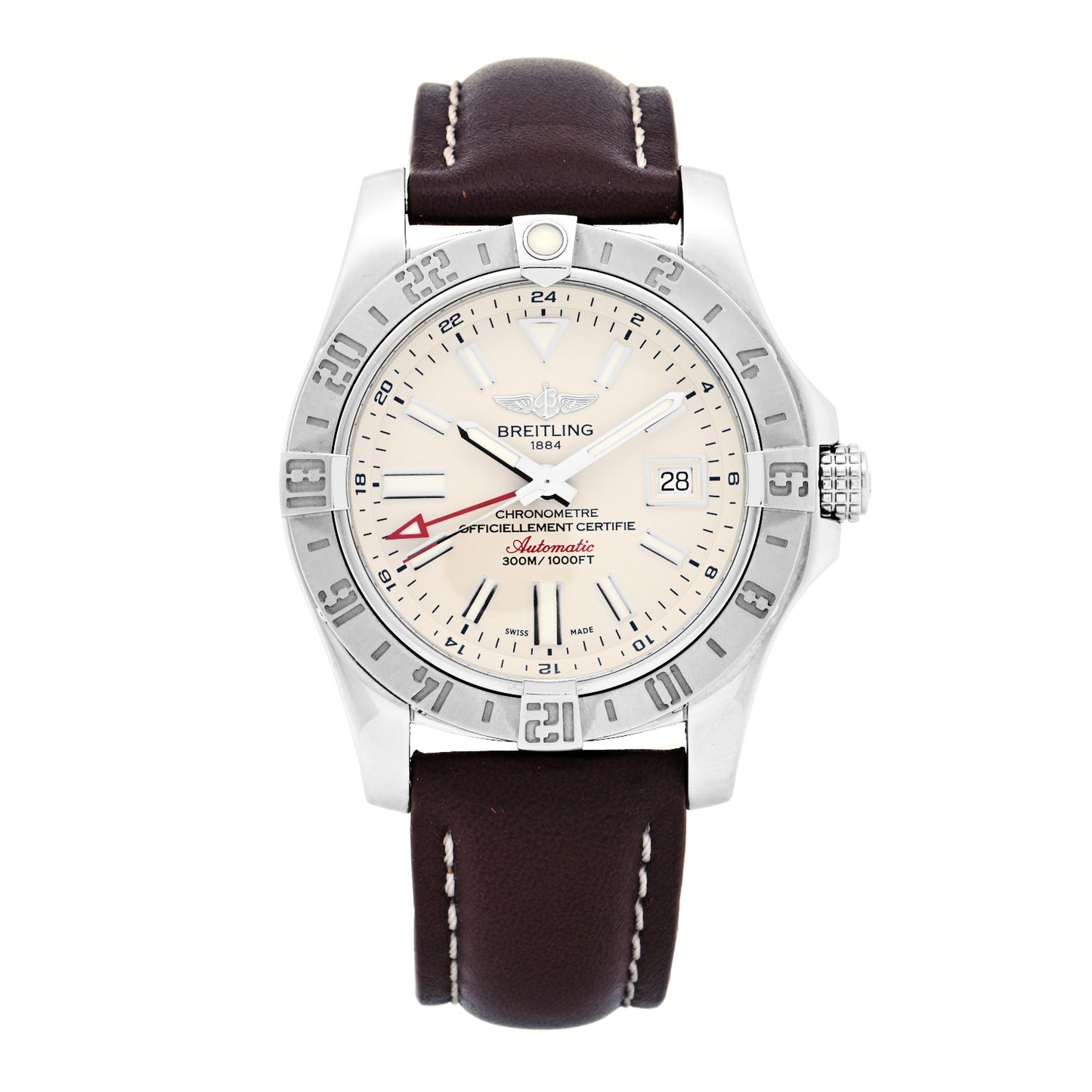 Stainless Steel Calfskin 43mm Avenger II Automatic Watch Ivory A32390