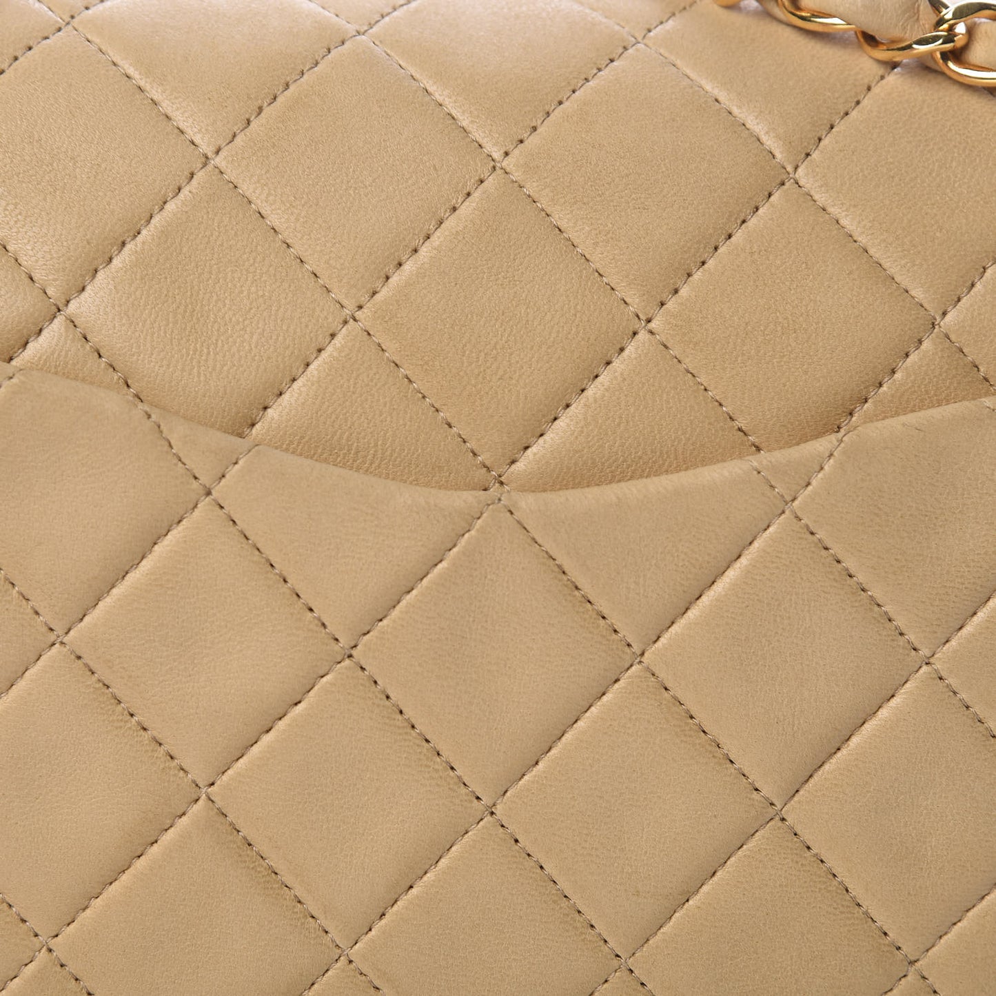 Lambskin Quilted Small Double Flap Beige
