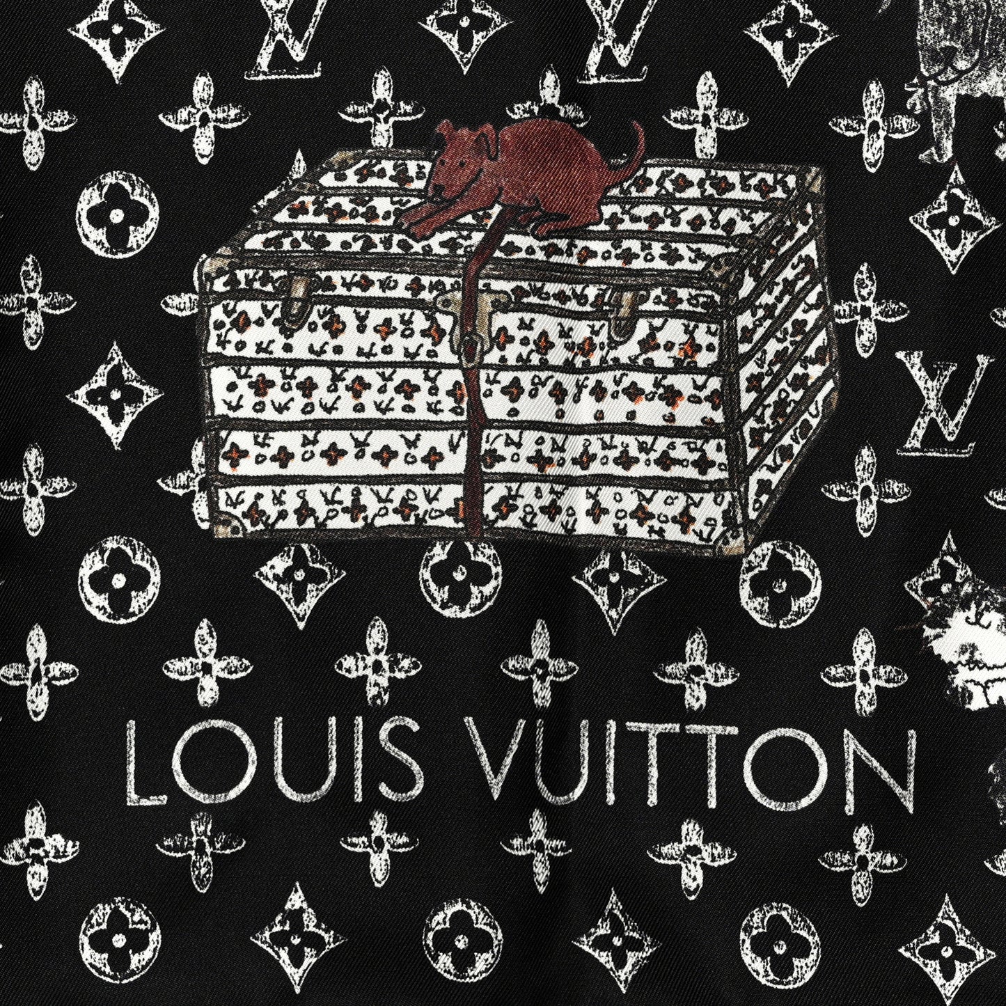 Silk Catogram Classic Square Scarf Black