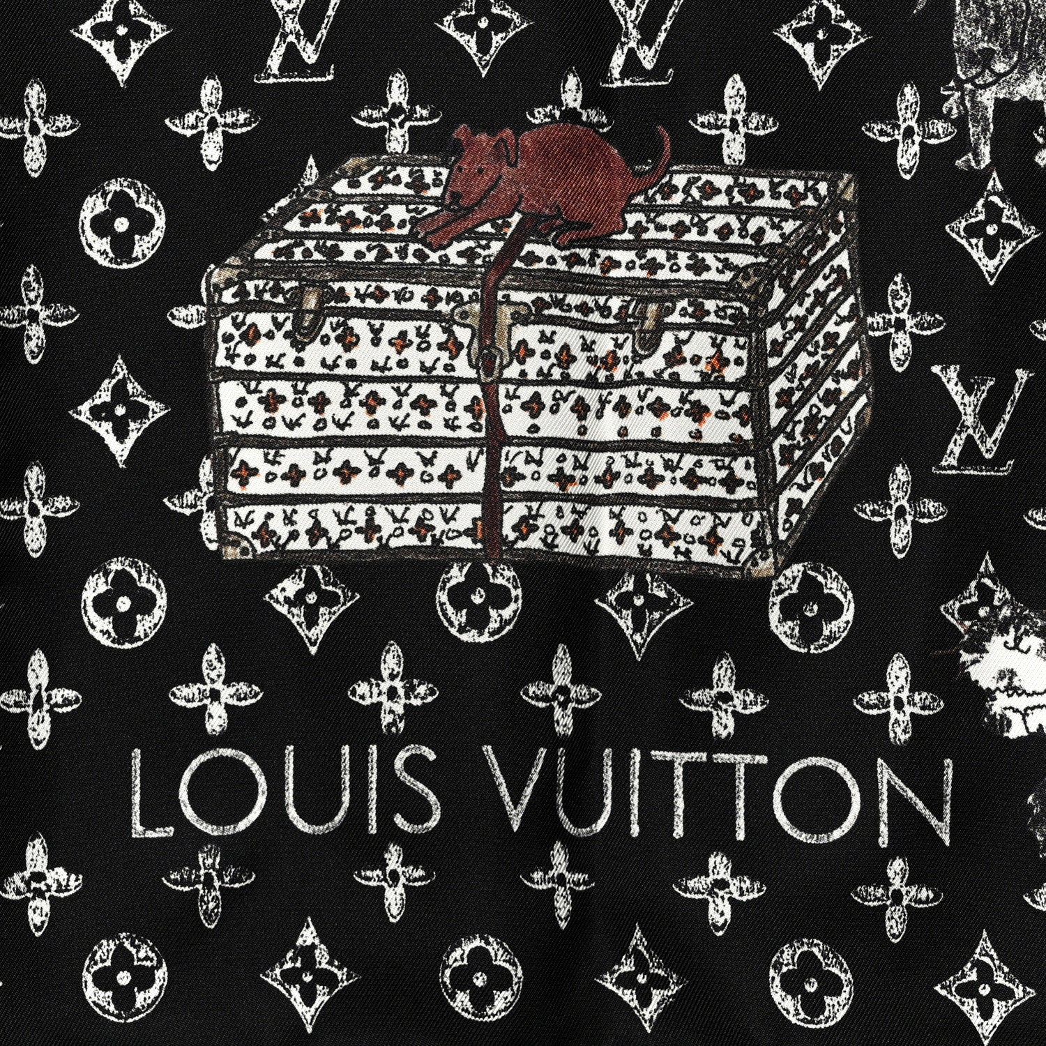 Louis Vuitton Silk Catogram Classic Square Scarf Black 2 of 3