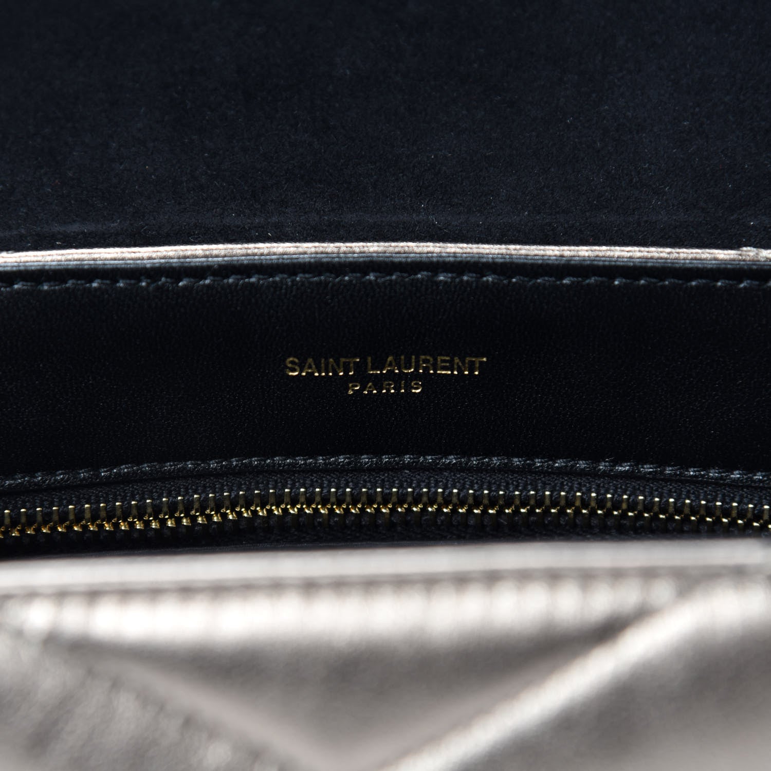 Saint Laurent Metallic Calfskin Y Quilted Monogram Toy Loulou Crossbody Bag Piombo 10 of 13
