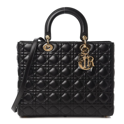 Christian Dior Lambskin Cannage Large Lady Dior Black 1 of 11