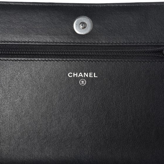 Chanel Calfskin Chevron Quilted Tassel Wallet On Chain Black 6 of 9