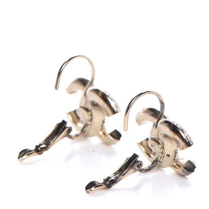 Chanel Crystal Pearl CC Dangle Earrings Gold 3 of 8
