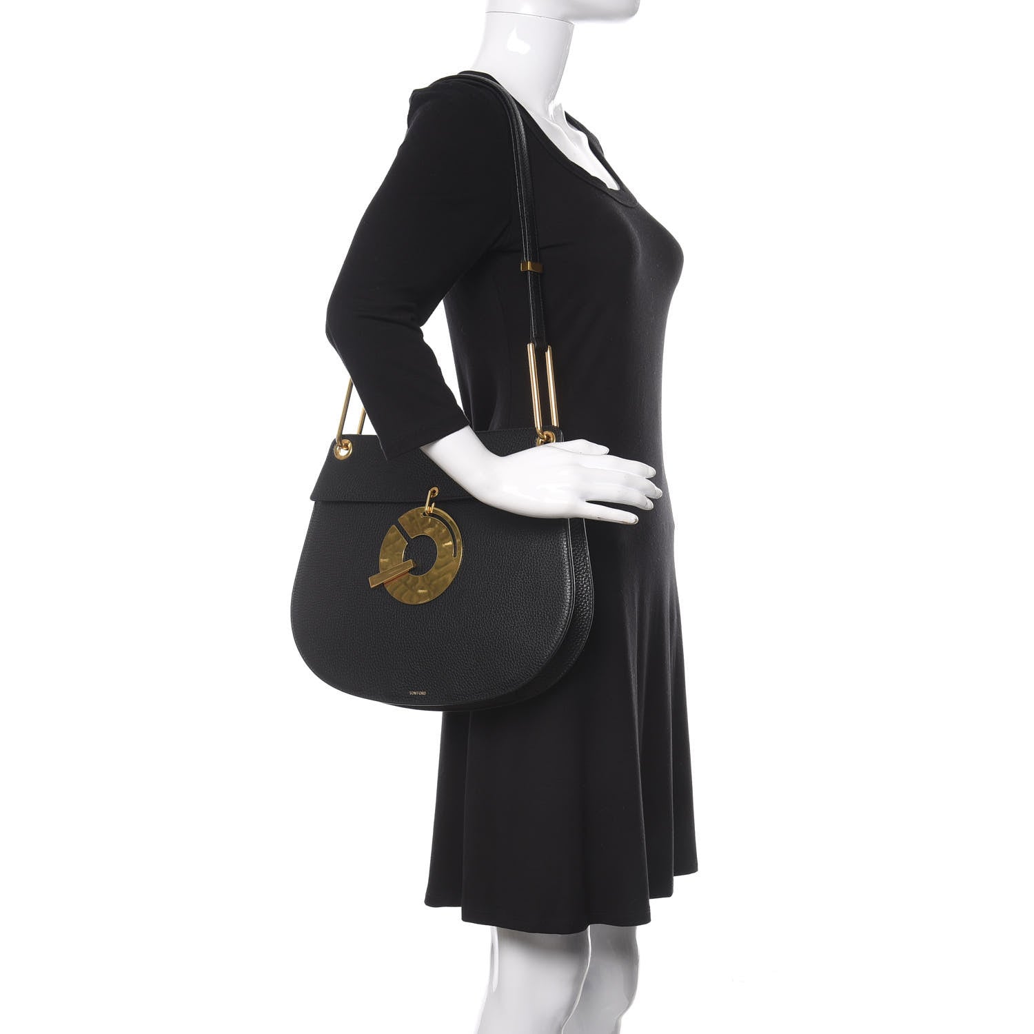 Tom Ford Grained Calfskin Ariel Shoulder Bag Black 2 of 9