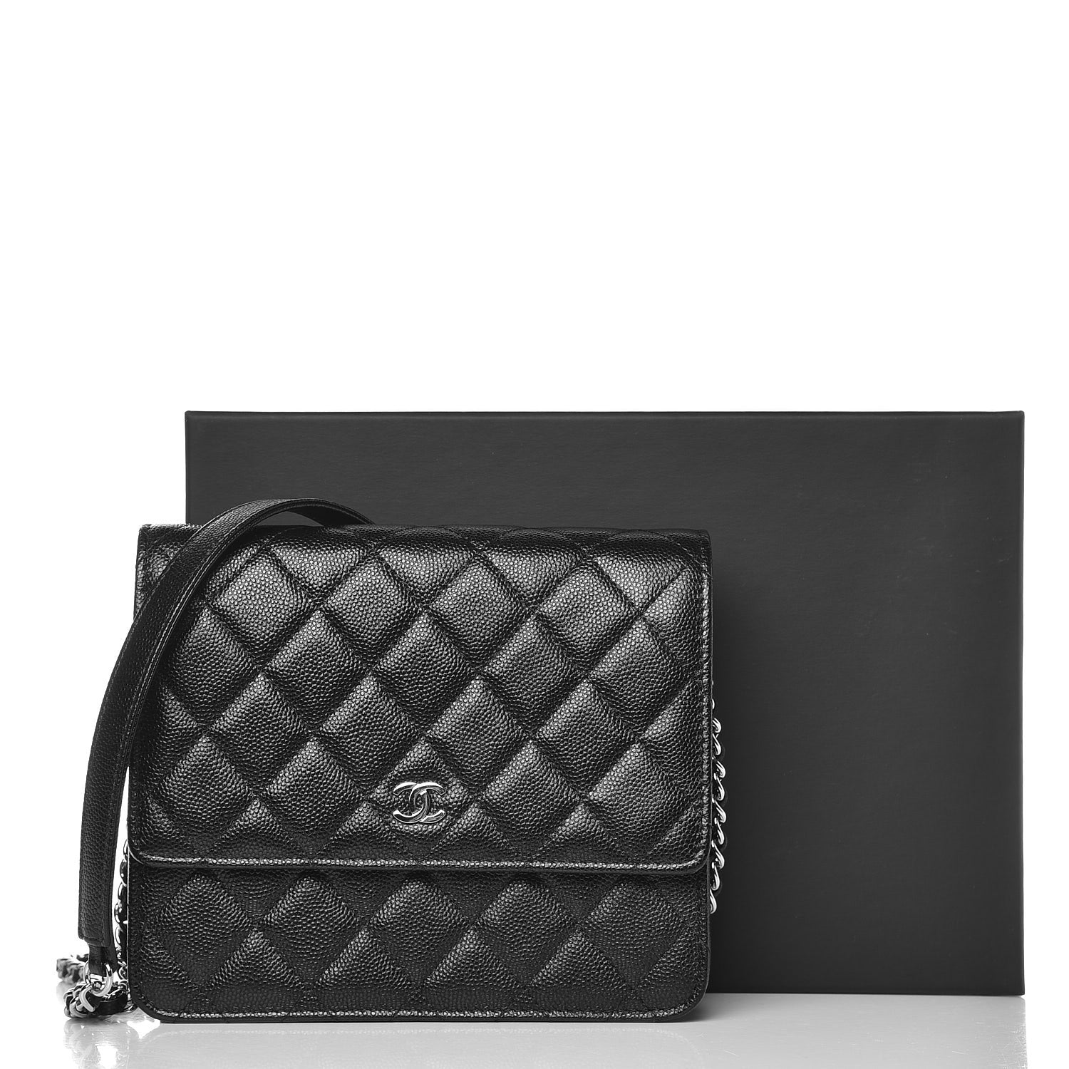 Chanel Caviar Quilted Square Wallet On Chain WOC Black 17 of 17