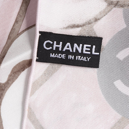 Chanel Silk Camellia Square Scarf Ivory Pink 4 of 4