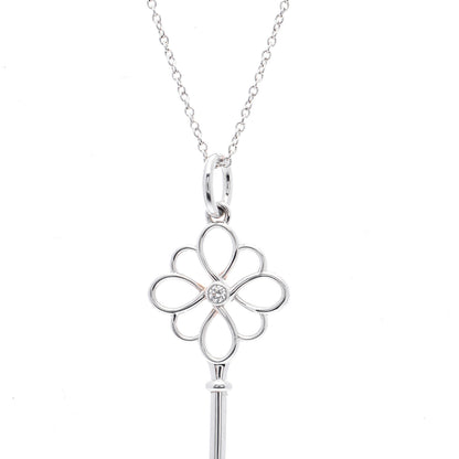 Tiffany Sterling Silver Diamond Knot Key Pendant Necklace 4 of 7
