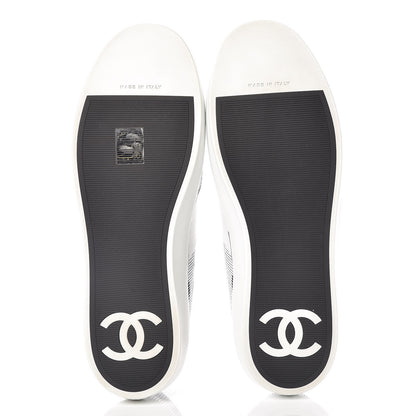 Chanel Embroidered Calfskin Womens CC Sneakers 39.5 Black White 5 of 8