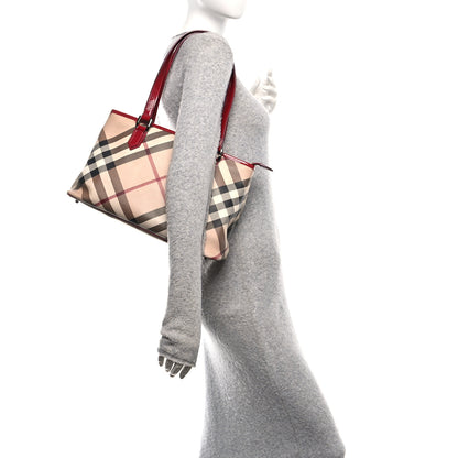 Burberry Nova Check Small Nickie Tote Raspberry 2 of 9