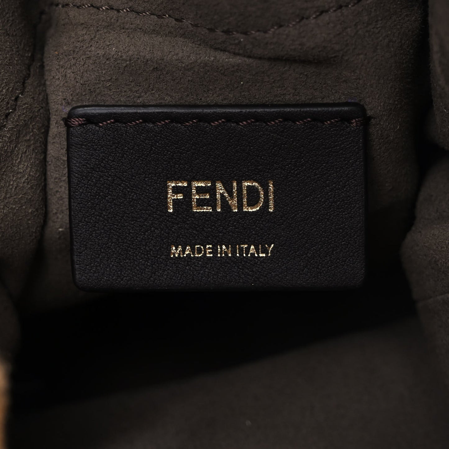 Shearling Vitello Dolce F is Fendi Macro FF 1974 Mini Mon Tresor Bucket Bag Tobacco Black