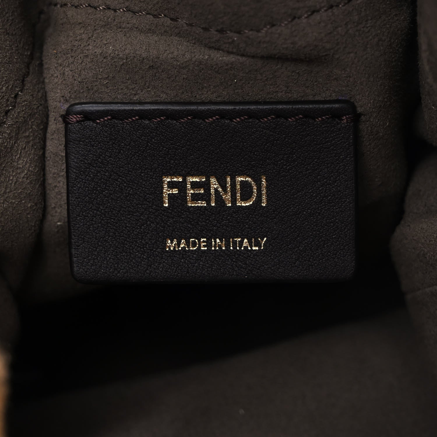 Fendi Shearling Vitello Dolce F is Fendi Macro FF 1974 Mini Mon Tresor Bucket Bag Tobacco Black 7 of 9