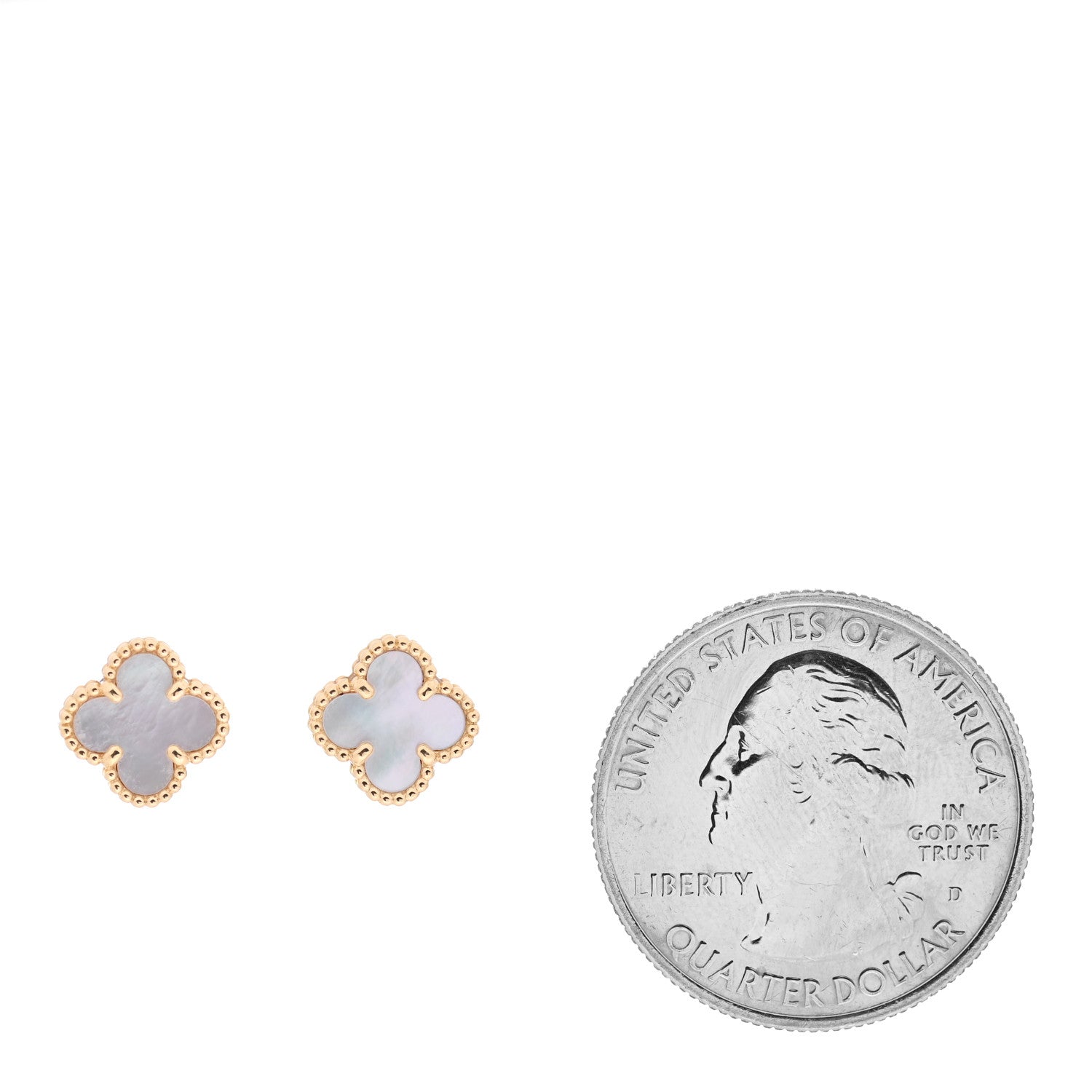 Van Cleef & Arpels 18K Yellow Gold Mother of Pearl Sweet Alhambra Earrings 2 of 7
