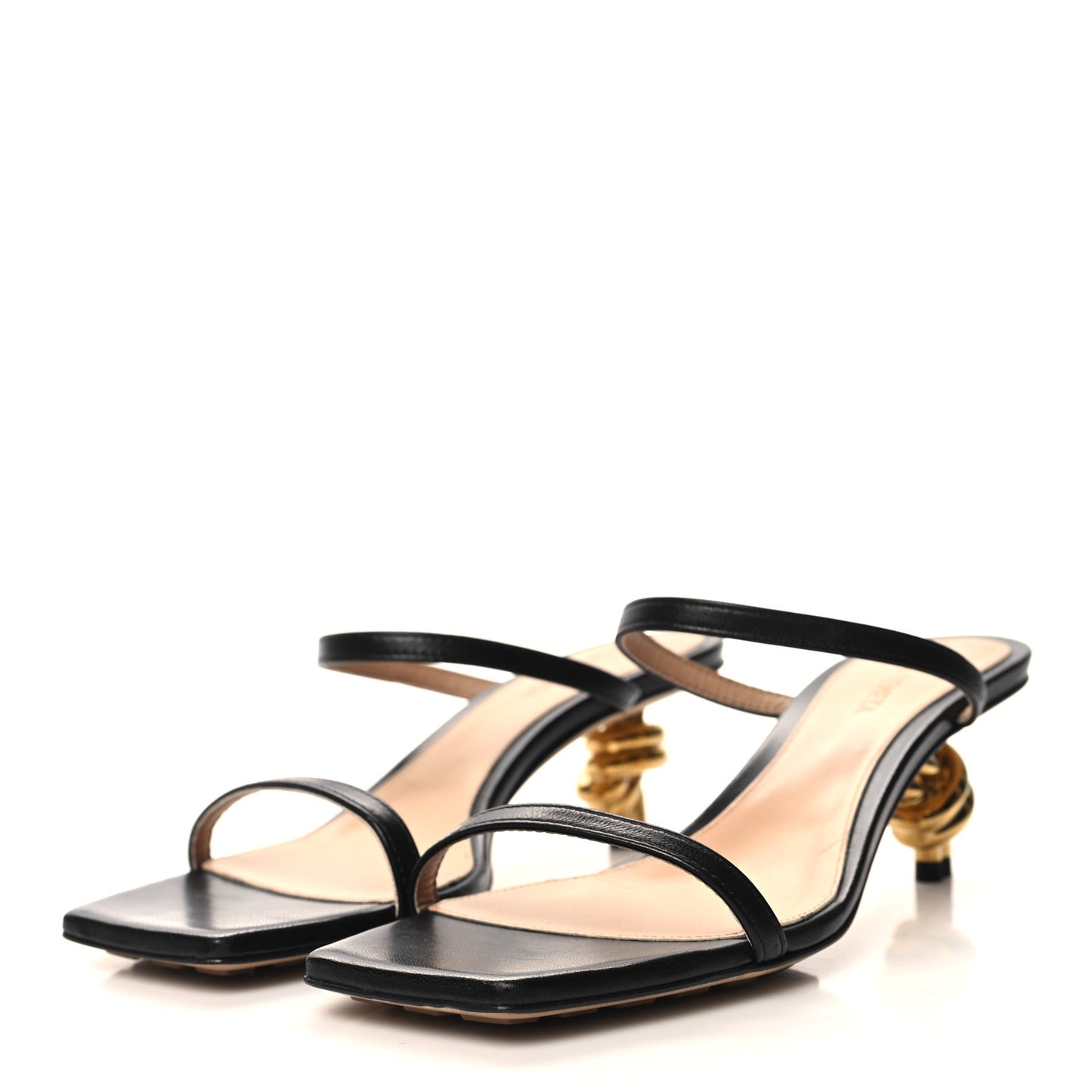 Lambskin Knot Mules Sandals 35.5 Black