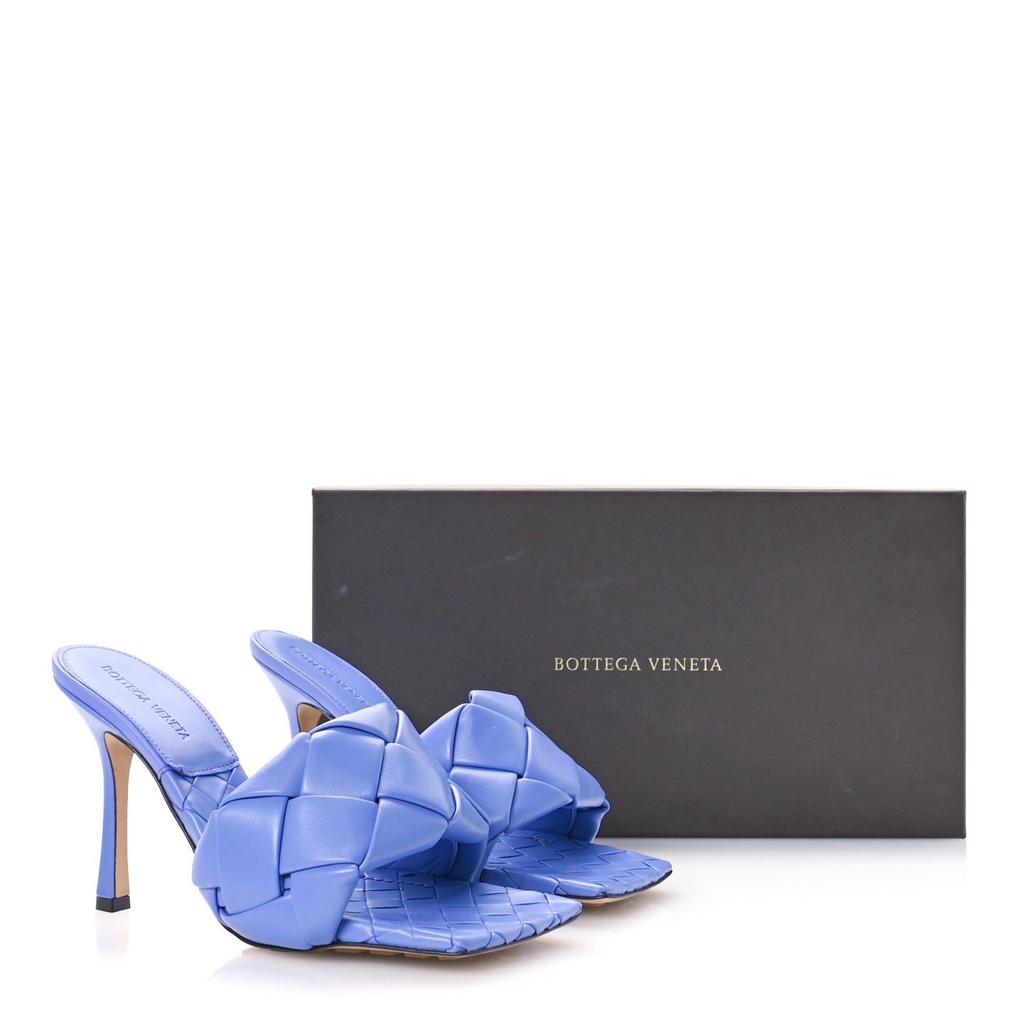 Nappa Maxi Intrecciato Lido 90mm Mule Sandals 39.5 Indigo