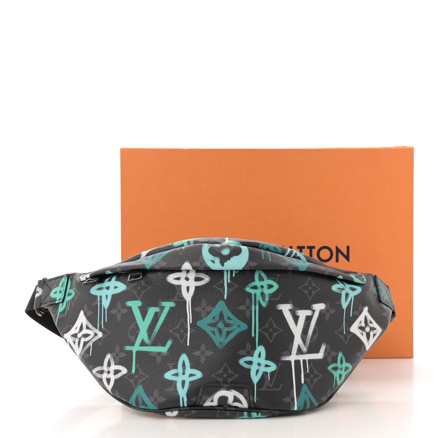 Monogram Eclipse LV Graffiti Discovery Bumbag Green Lights