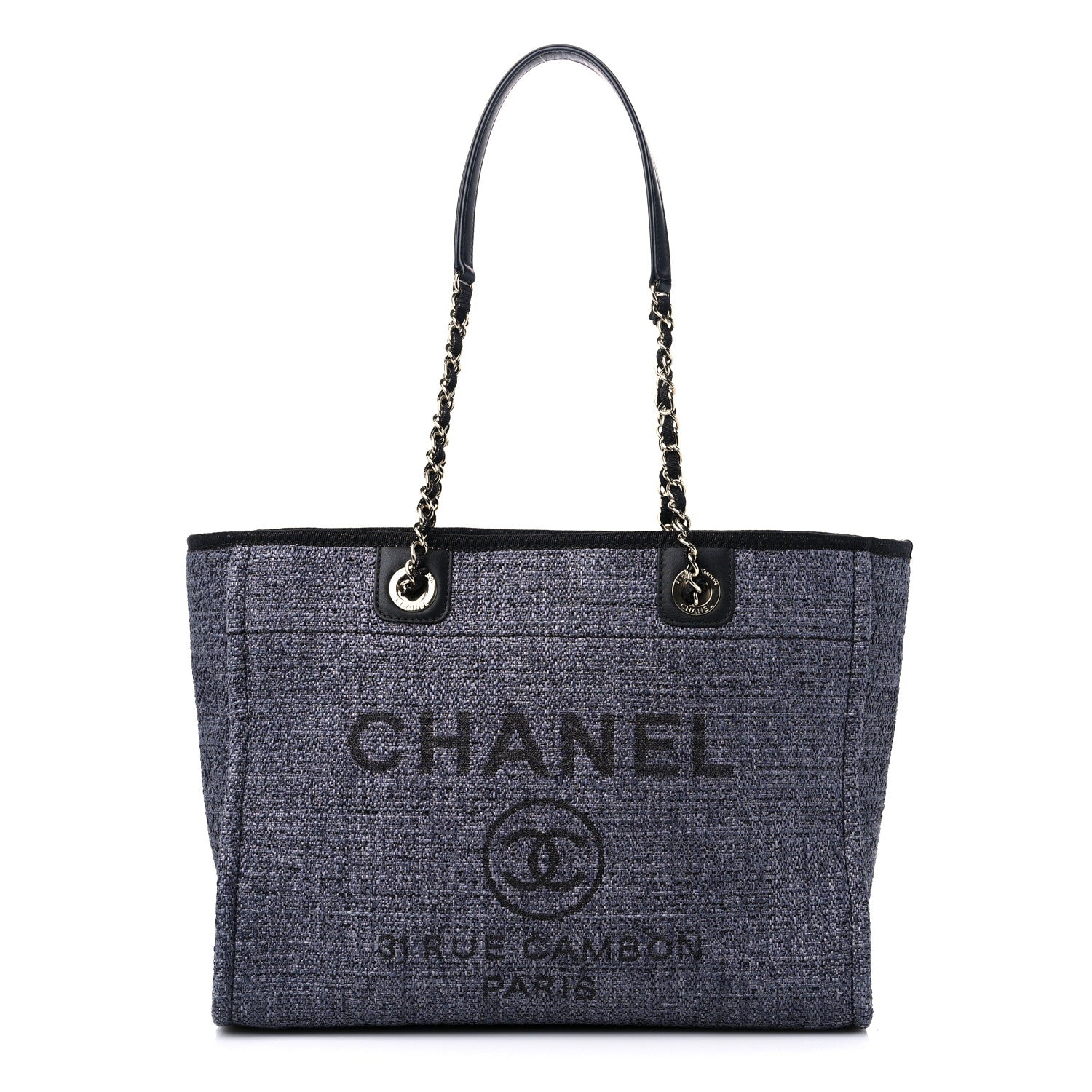 Chanel Lurex Boucle Small Deauville Tote Black 1 of 9