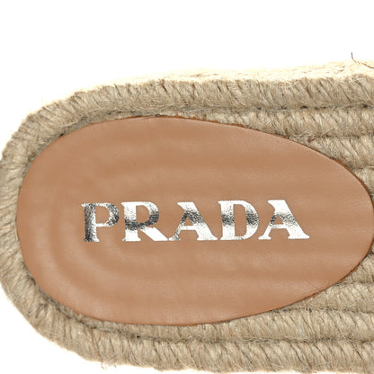 Prada Denim Logo Slide Espadrilles 39 Brown 7 of 8