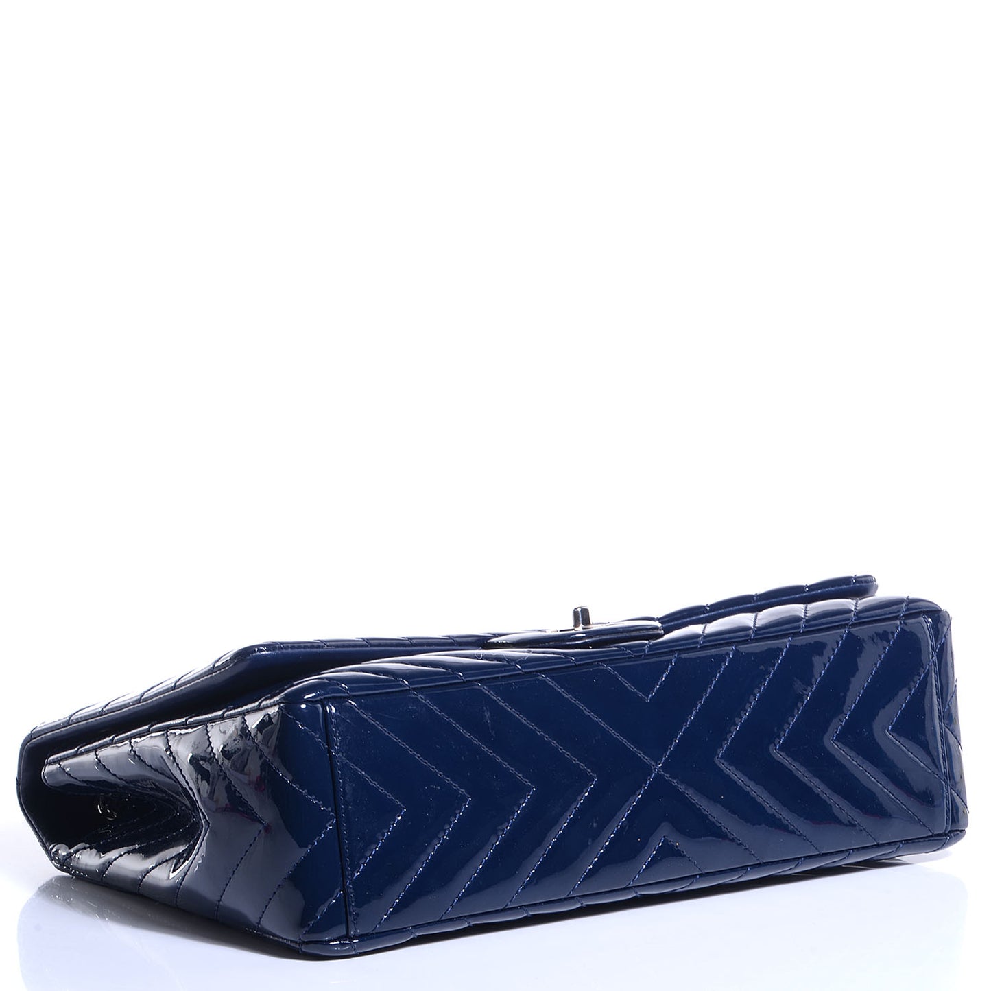 Patent Chevron Maxi Single Flap Dark Blue