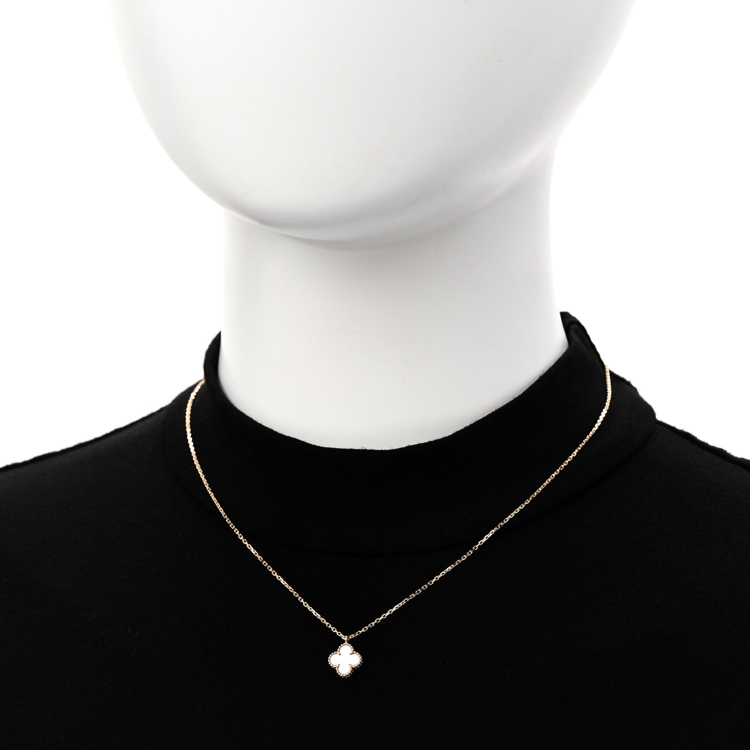 Van Cleef & Arpels 18K Yellow Gold Mother of Pearl Sweet Alhambra Pendant Necklace 2 of 6