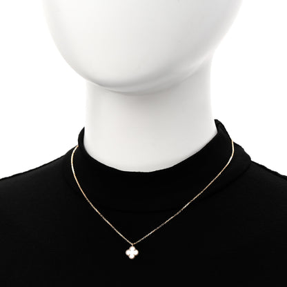 Van Cleef & Arpels 18K Yellow Gold Mother of Pearl Sweet Alhambra Pendant Necklace 2 of 6